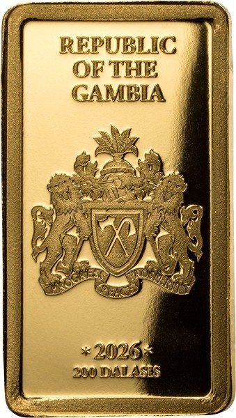 Moeda de 1g ouro Leão República da Gâmbia 200 Dalasis - Imagem 2