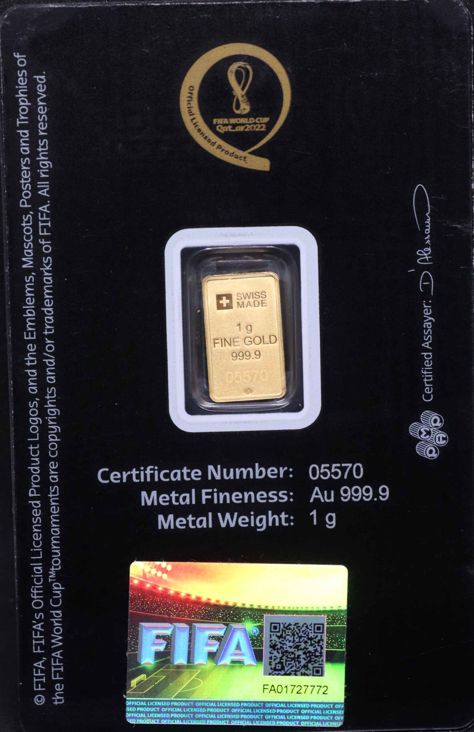 1g Gold Bar PAMP FIFA World Cup Qatar 2022 - Image 2