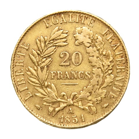 Moeda de ouro 20 Francos Franceses «Céres» 6,452 g – anos aleatórios - Imagem 2