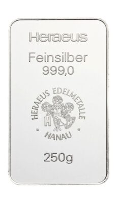 Barra de prata 250g Heraeus